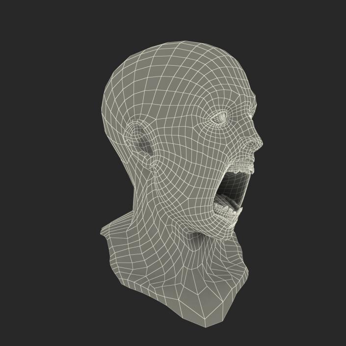 Zombie Head 3D Model with Hair Rigged 3D