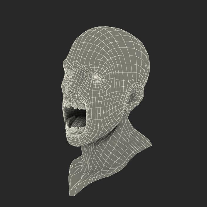 Zombie Head 3D Model with Hair Rigged 3D