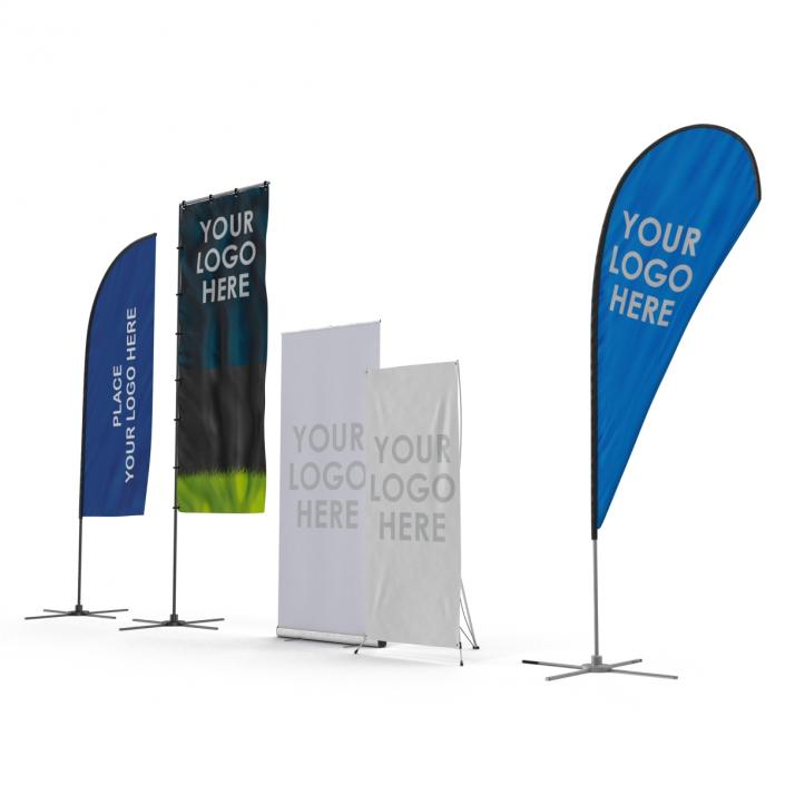 Billboards and Banner Stands Collection 3D model