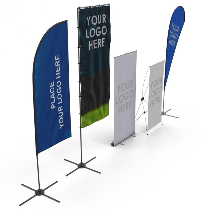 Billboards and Banner Stands Collection 3D model