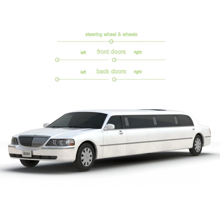 3D model Generic Limousine White Rigged