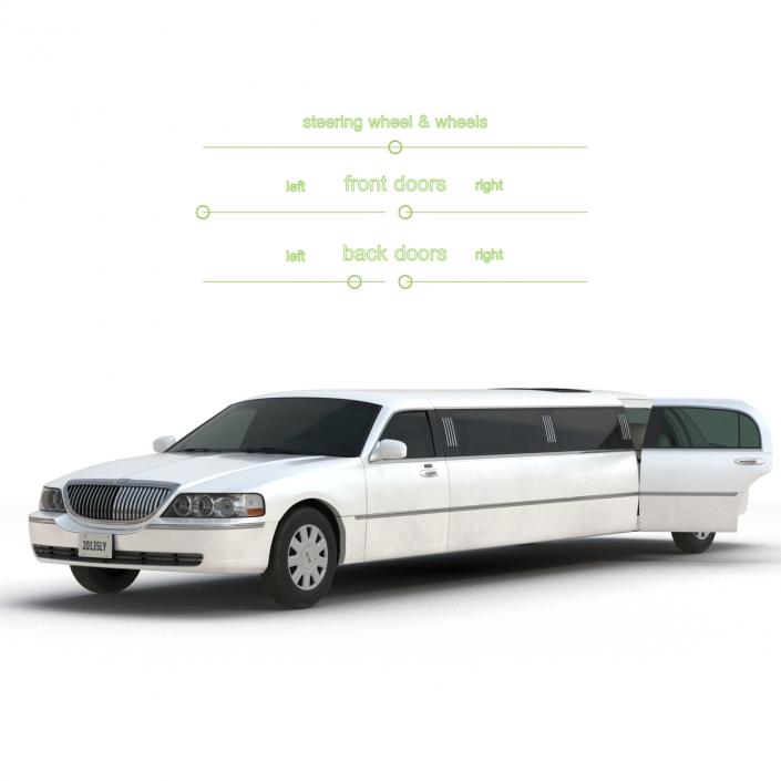 3D model Generic Limousine White Rigged