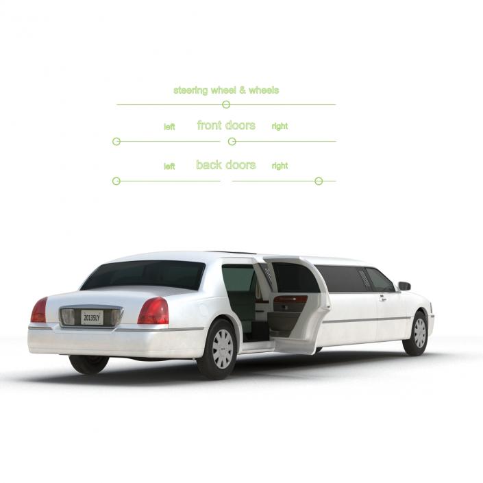 3D model Generic Limousine White Rigged