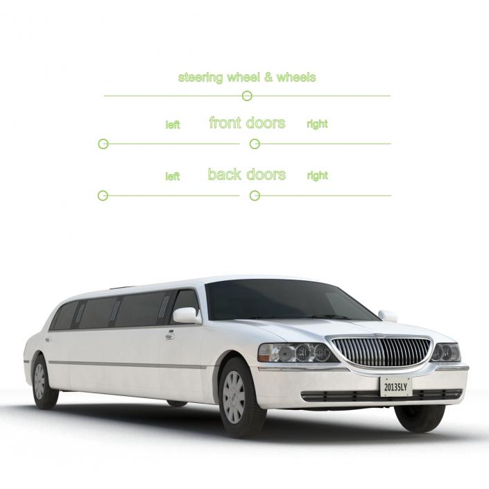 3D model Generic Limousine White Rigged