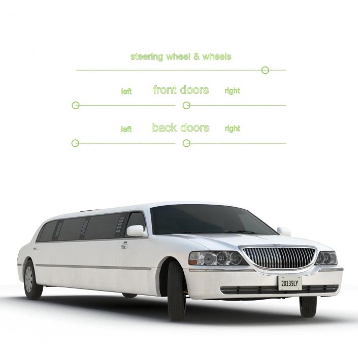 3D model Generic Limousine White Rigged