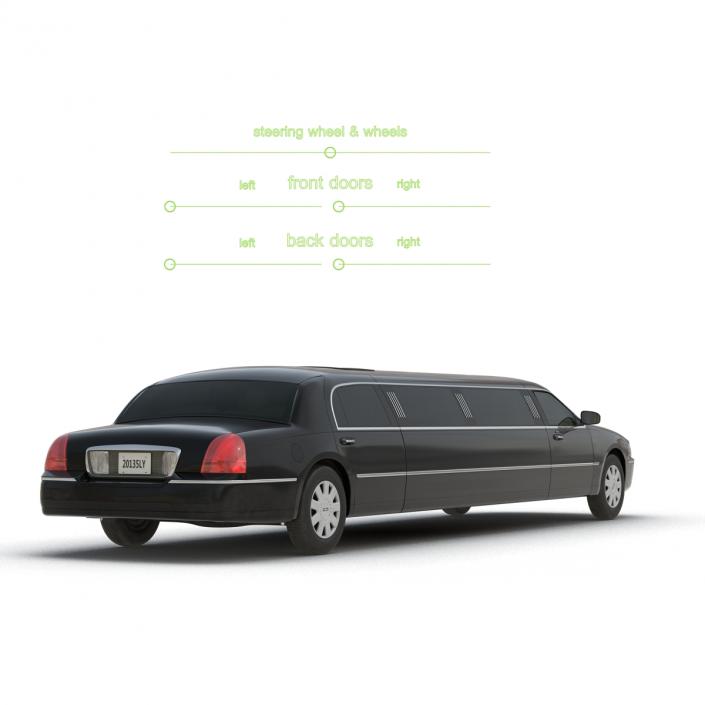 3D model Generic Limousine Black Rigged