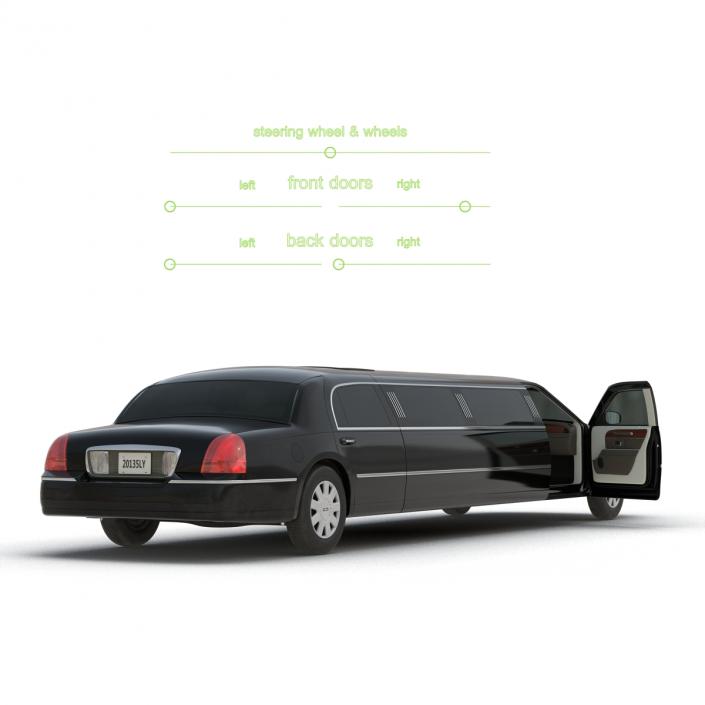 3D model Generic Limousine Black Rigged