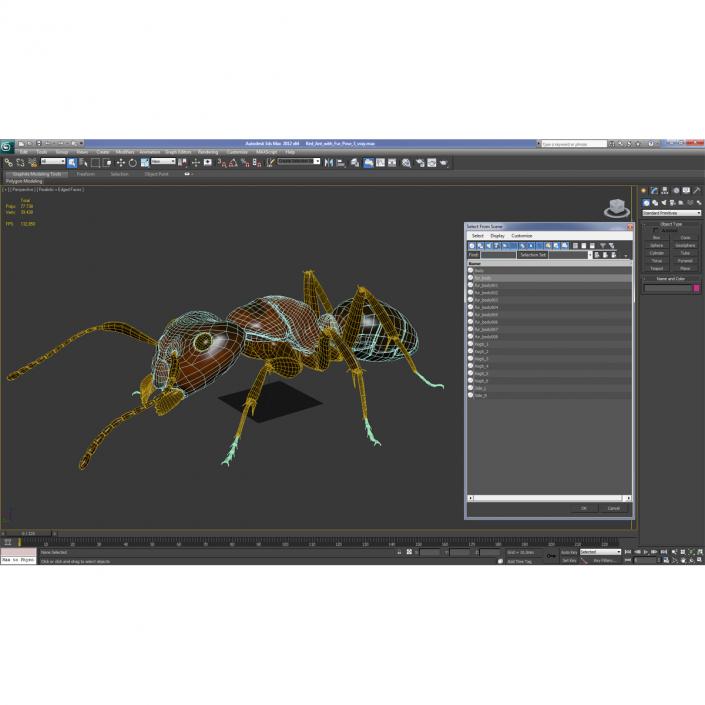 3D Red Ant with Fur Pose 3 model