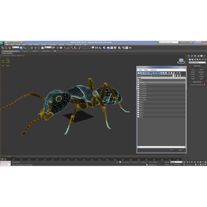 3D model Black Ant with Fur Pose 3