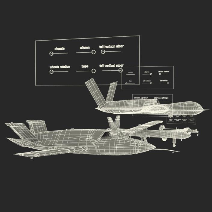 3D UAV Rigged 2 Collection model