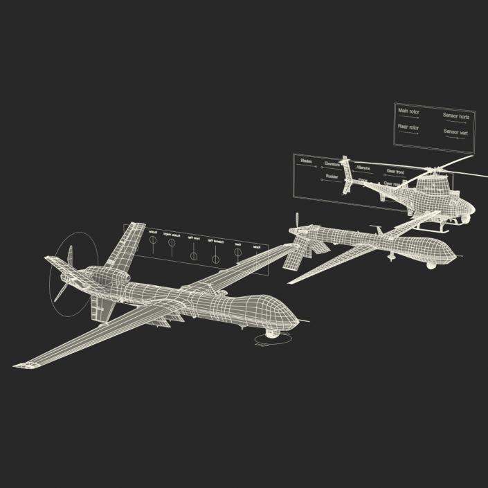 3D UAV Rigged 2 Collection model