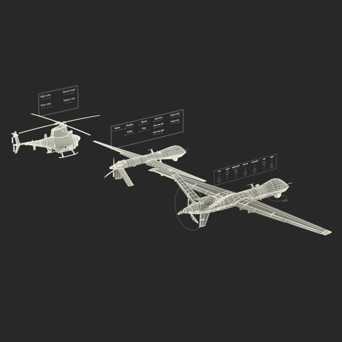 3D UAV Rigged 2 Collection model