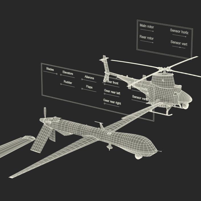 3D UAV Rigged 2 Collection model