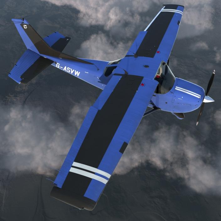 3D model Cessna 172 Blue