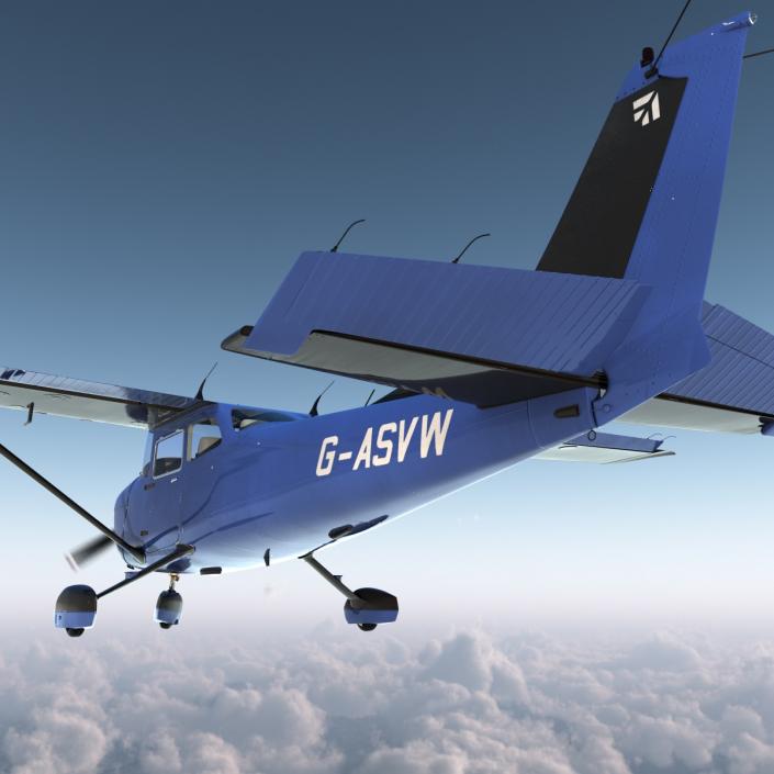 3D model Cessna 172 Blue