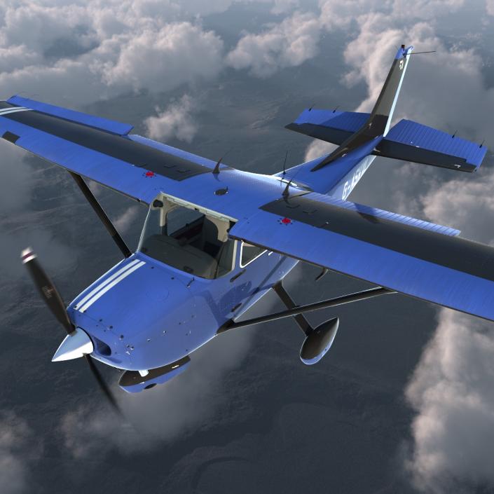 3D model Cessna 172 Blue