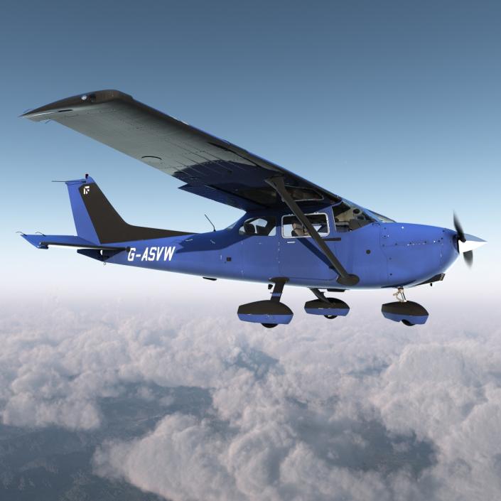 3D model Cessna 172 Blue