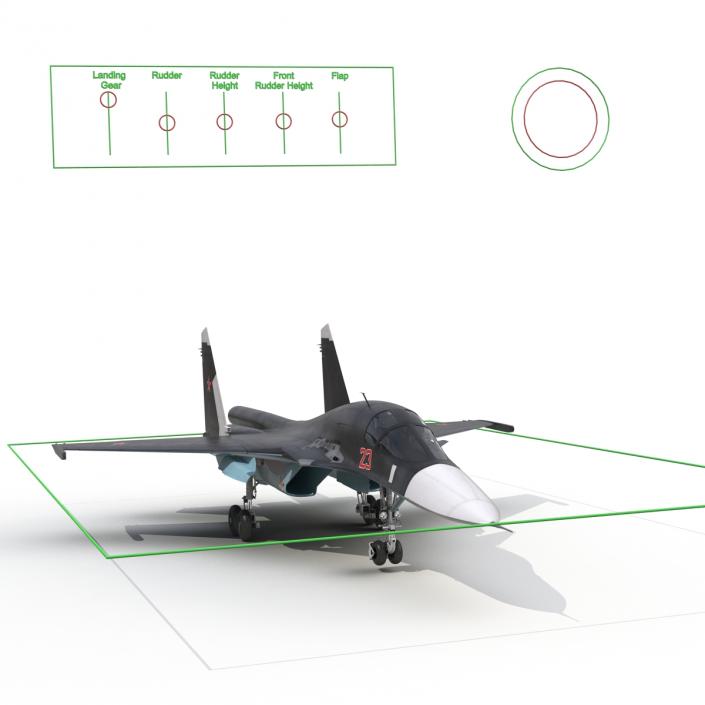 3D model Russian Air Force Su-34 Rigged