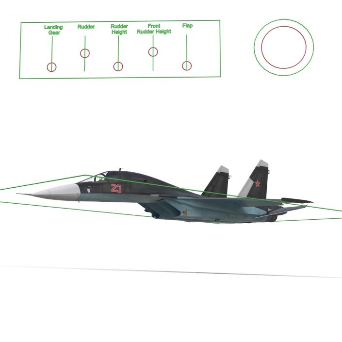 3D model Russian Air Force Su-34 Rigged