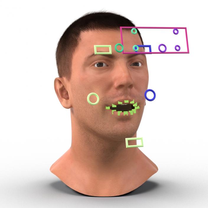 3D Male Head with Hair Rigged