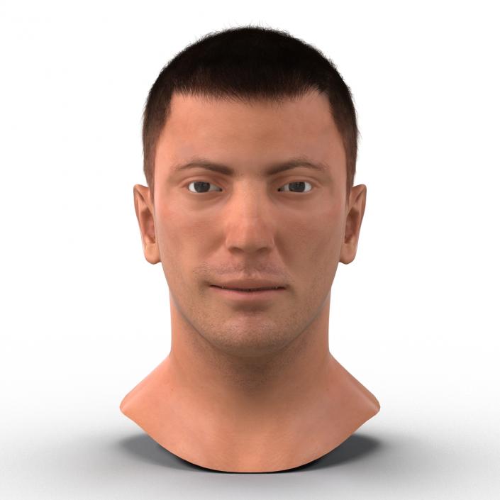 3D Male Head with Hair Rigged