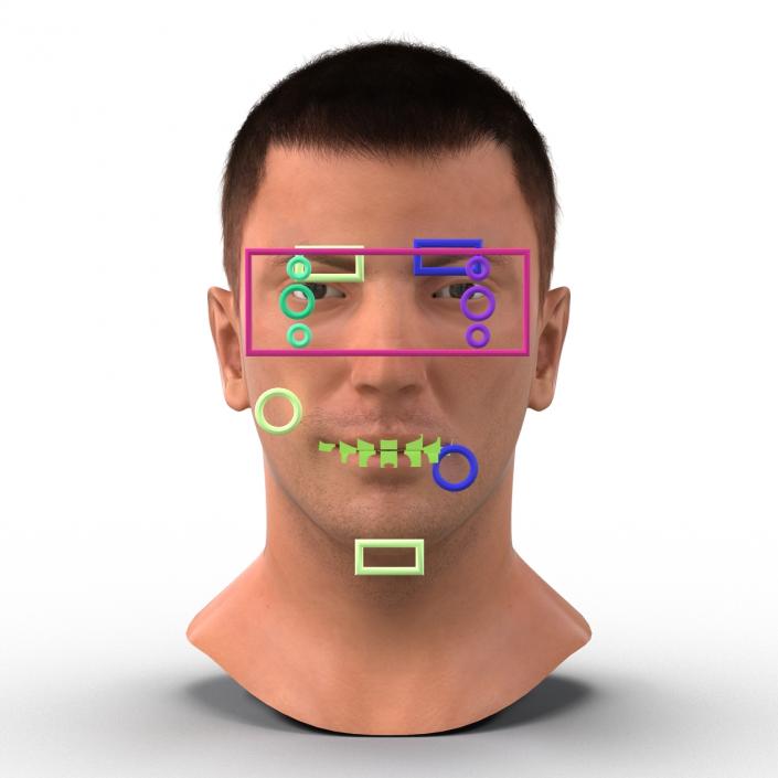 3D Male Head with Hair Rigged