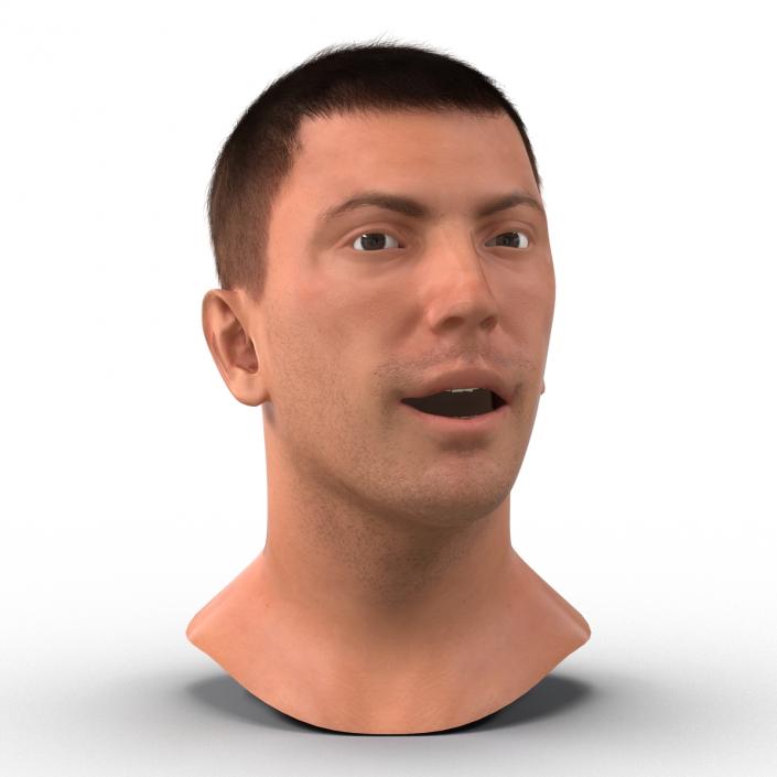 3D Male Head with Hair Rigged