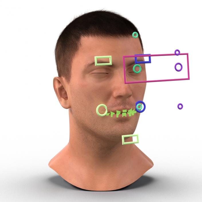 3D Male Head with Hair Rigged