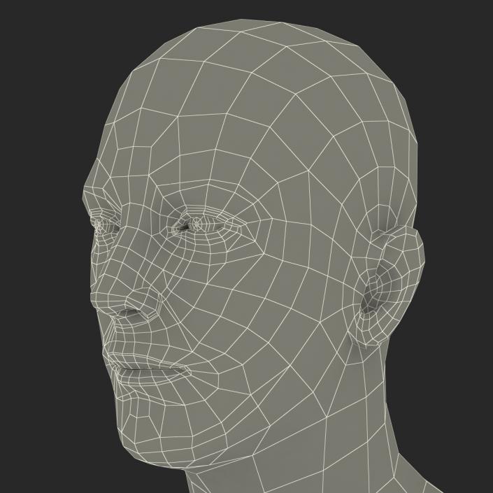 3D Male Head with Hair Rigged