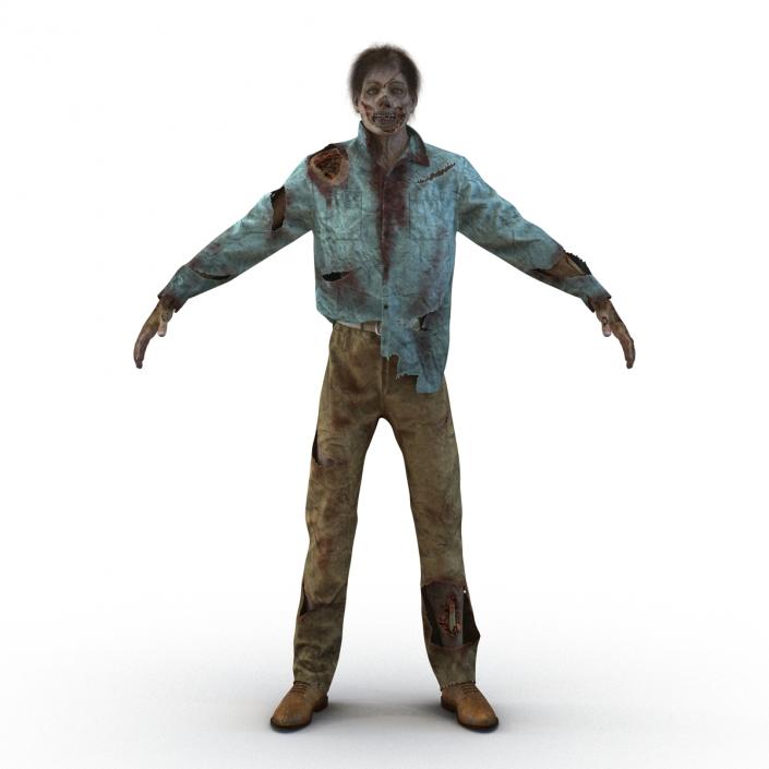 Zombie Rigged 3D Model with Hair 3D