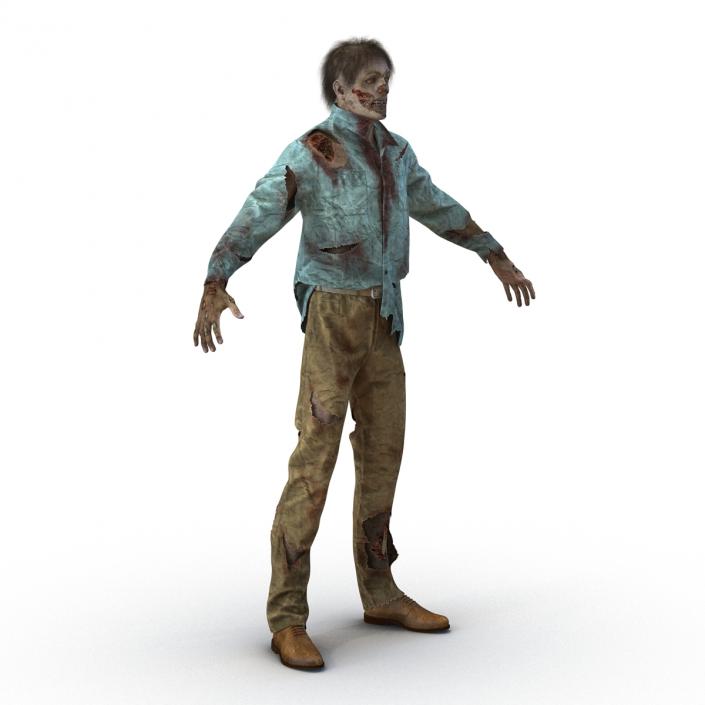 Zombie Rigged 3D Model with Hair 3D