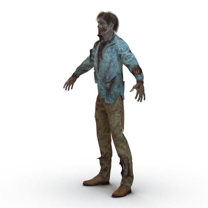 Zombie Rigged 3D Model with Hair 3D