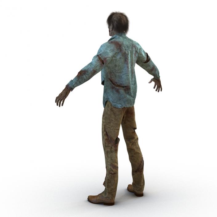 Zombie Rigged 3D Model with Hair 3D