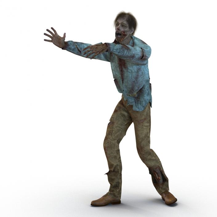 Zombie Rigged 3D Model with Hair 3D