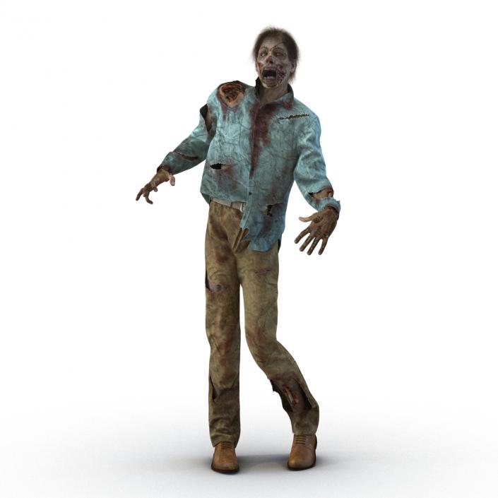 Zombie Rigged 3D Model with Hair 3D