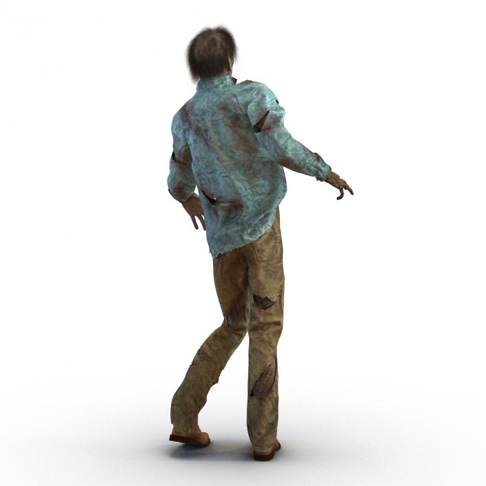 Zombie Rigged 3D Model with Hair 3D