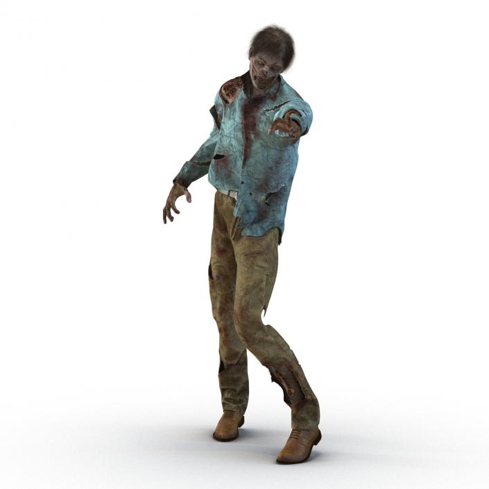 Zombie Rigged 3D Model with Hair 3D