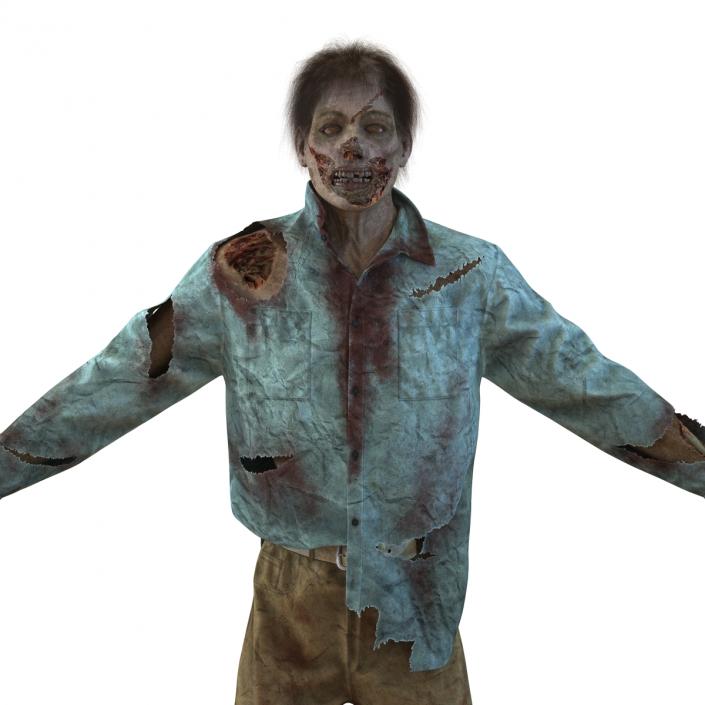 Zombie Rigged 3D Model with Hair 3D