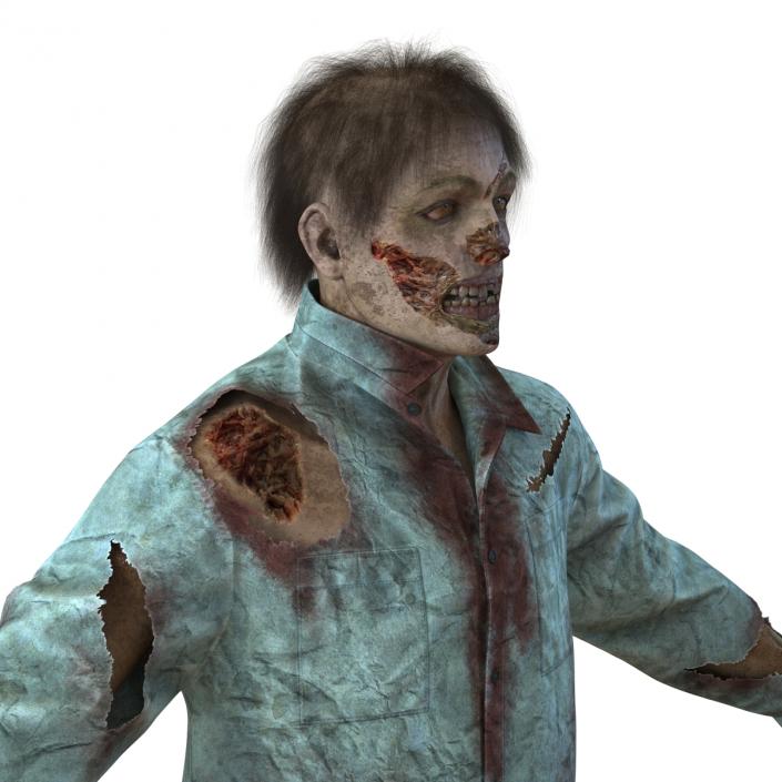 Zombie Rigged 3D Model with Hair 3D