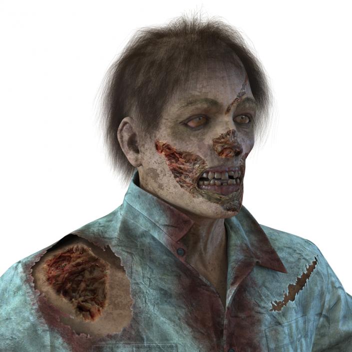 Zombie Rigged 3D Model with Hair 3D