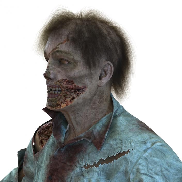 Zombie Rigged 3D Model with Hair 3D