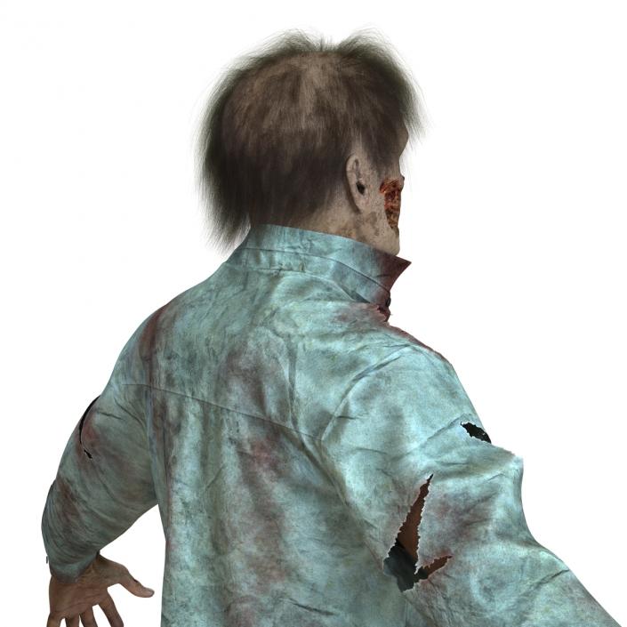 Zombie Rigged 3D Model with Hair 3D