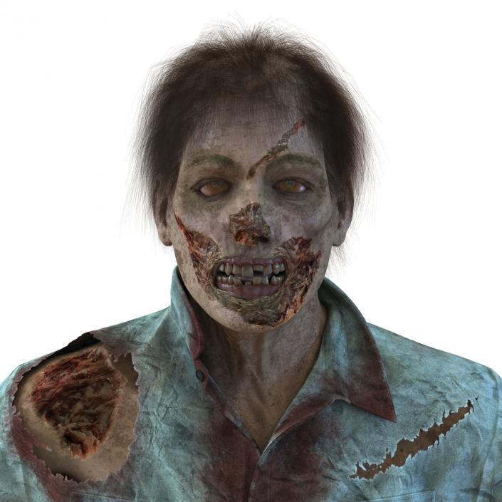 Zombie Rigged 3D Model with Hair 3D