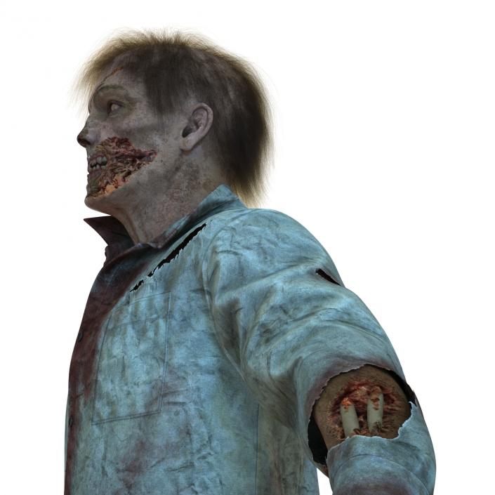 Zombie Rigged 3D Model with Hair 3D