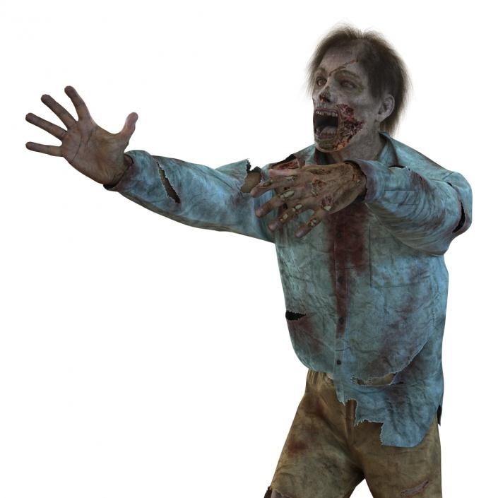 Zombie Rigged 3D Model with Hair 3D