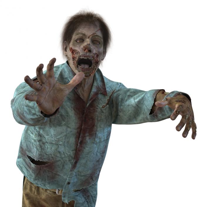 Zombie Rigged 3D Model with Hair 3D