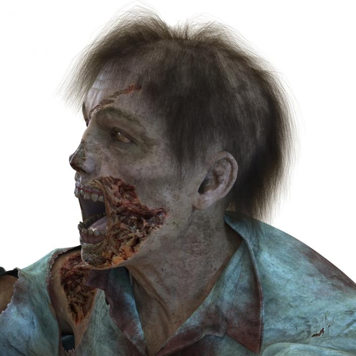 Zombie Rigged 3D Model with Hair 3D