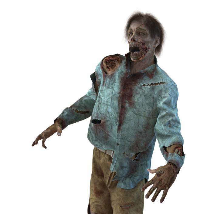 Zombie Rigged 3D Model with Hair 3D