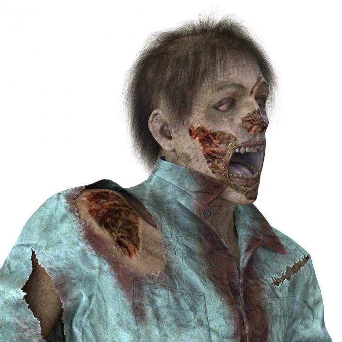 Zombie Rigged 3D Model with Hair 3D