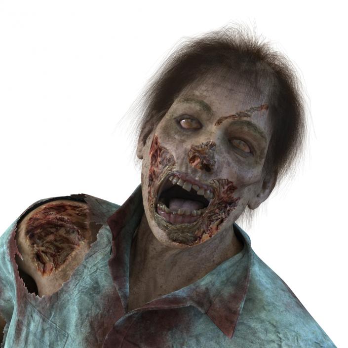 Zombie Rigged 3D Model with Hair 3D